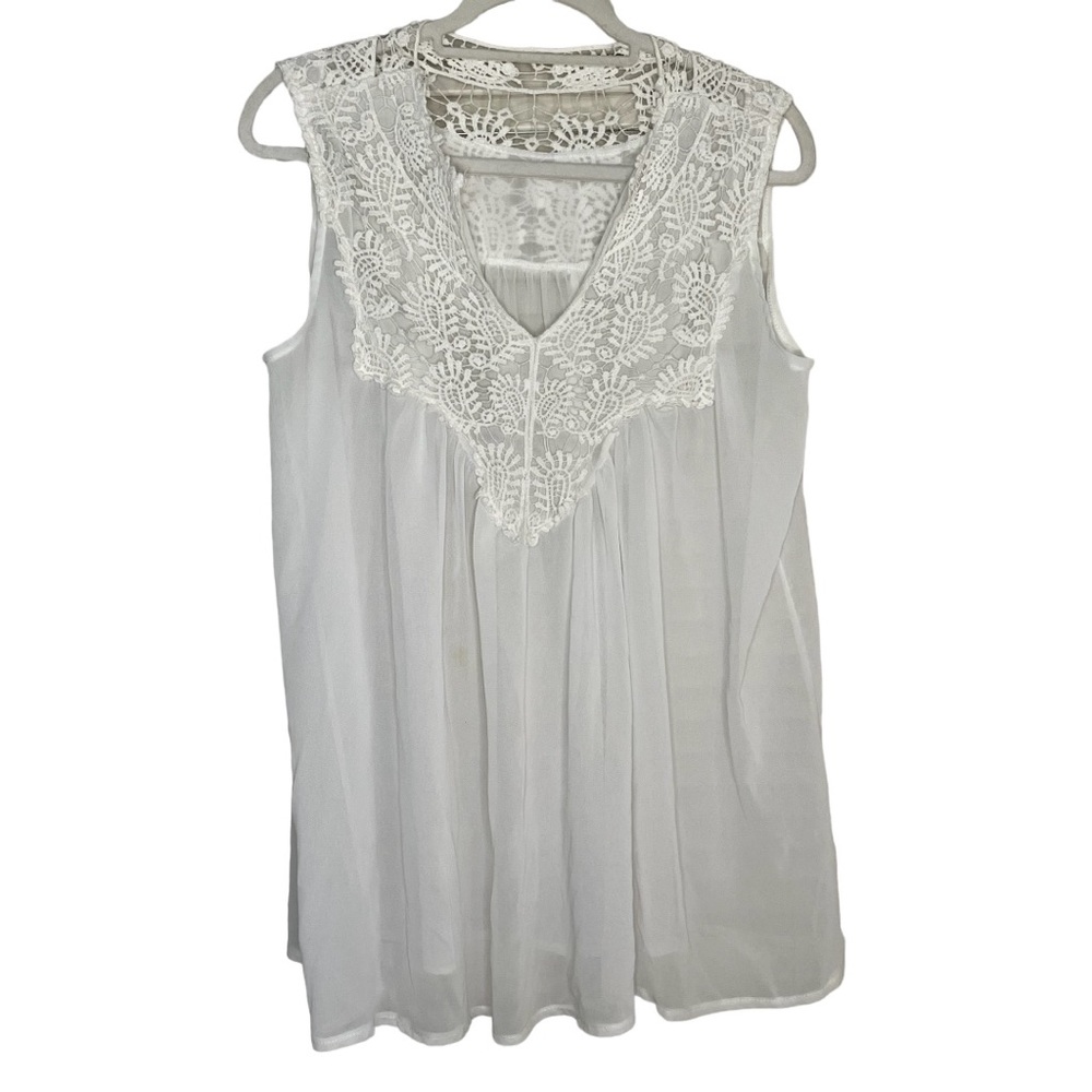 White Sheer Top With Crochet